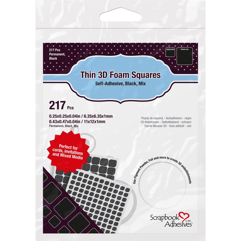 Scrapbook Adhesives Black3D Foam Squares Variety Pack 217/Pkg