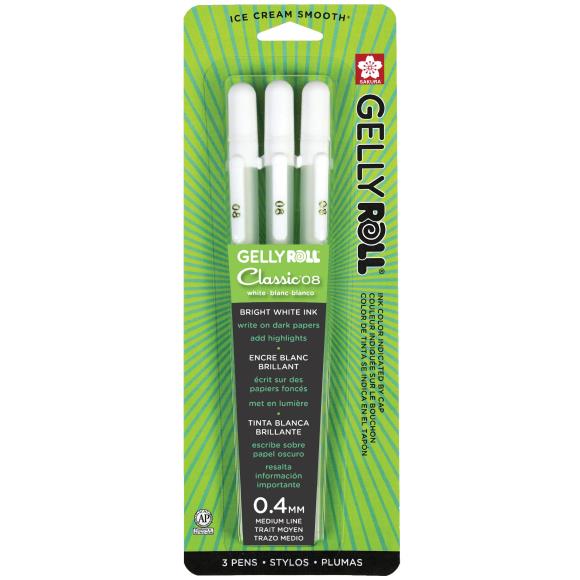 Sakura - Gelly Roll Gel Pens - 3 pack - Medium Tip - White