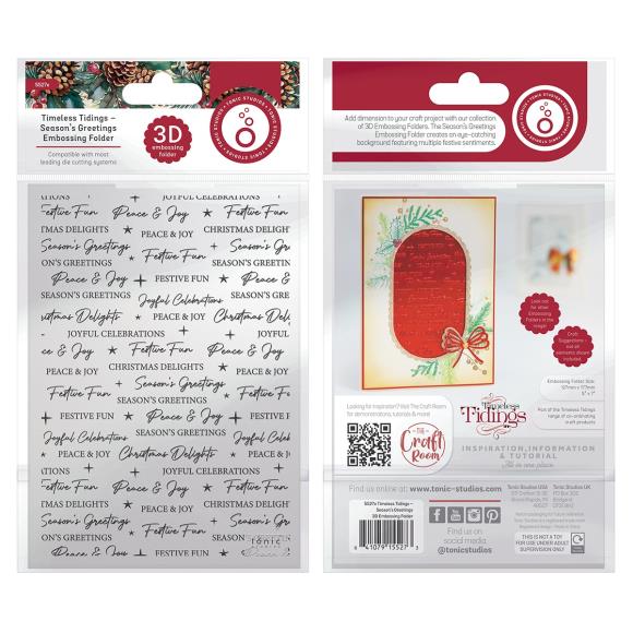 Tonic Studios 3D Embossing Folder - Seasons Greetings - Timeless Tidings