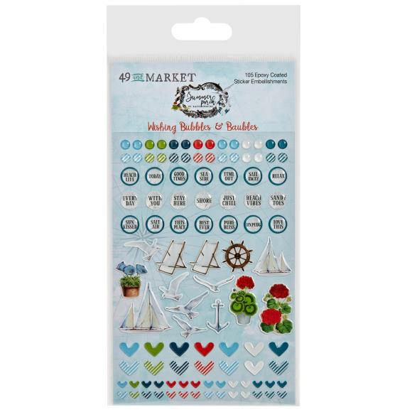 49 and Market Summer Porch Collection - Wishing Bubbles & Baubles Epoxy Stickers
