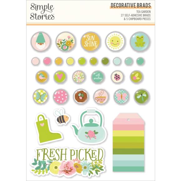 Simple Stories - Tea Garden Collection - Self Adhesive Decorative Brads