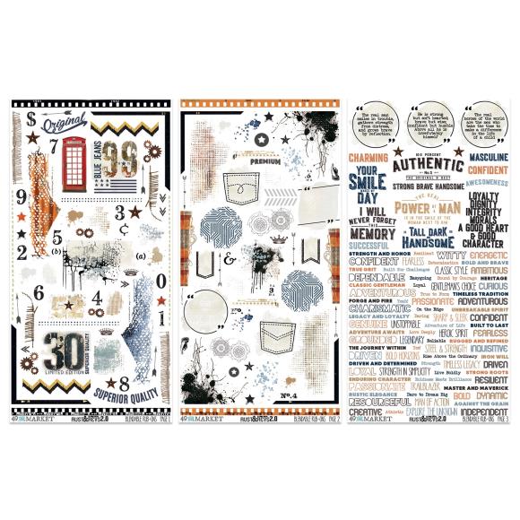 49 and Market - Rust and Revs 2.0 Collection - 6 x 12 Rub-On Transfer Set