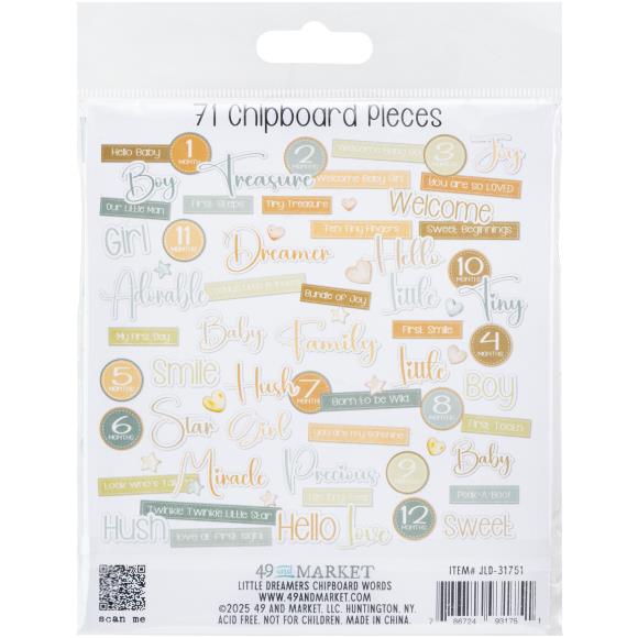 49 and Market - Little Dreamer Collection - Chipboard Words