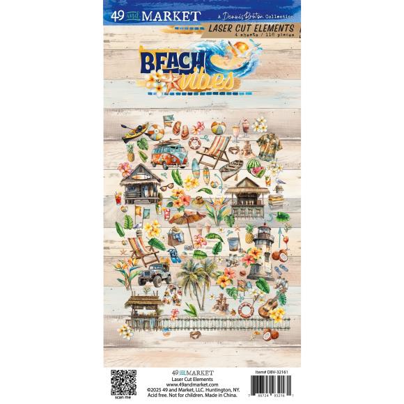 49 and Market - Beach Vibes Collection - 12 x 12 Double Sided Paper - Laser Cuts Elements