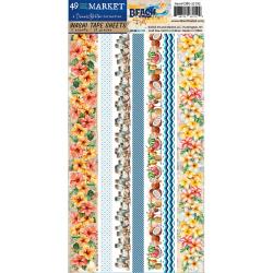 49 and Market - Beach Vibes Collection - 12 x 12 Double Sided Paper - Washi Tape Sheets
