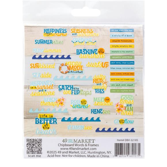 49 and Market - Beach Vibes Collection - 12 x 12 Double Sided Paper - Chipboard Set