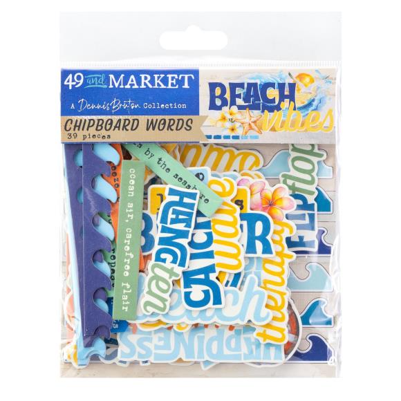 49 and Market - Beach Vibes Collection - 12 x 12 Double Sided Paper - Chipboard Set