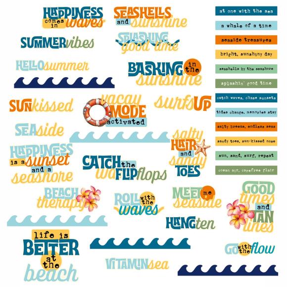 49 and Market - Beach Vibes Collection - 12 x 12 Double Sided Paper - Chipboard Set