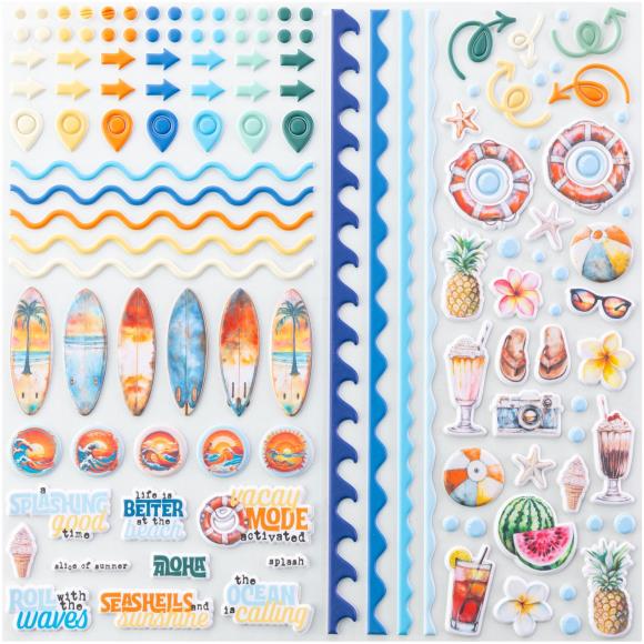 49 and Market - Beach Vibes Collection - Puffy Stickers