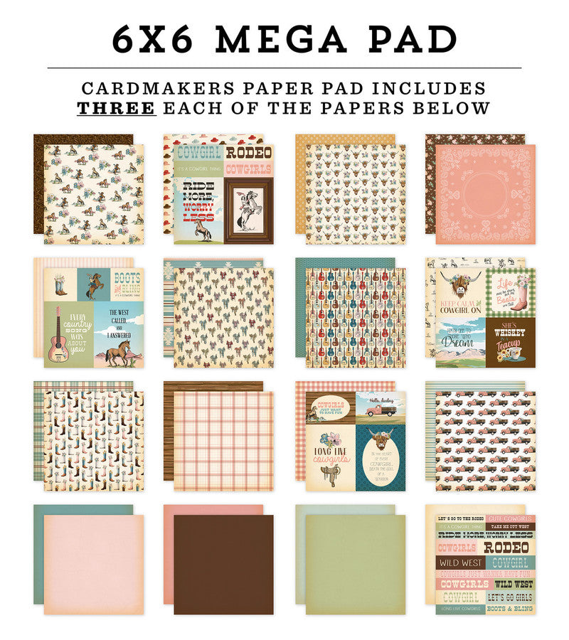 Carta Bella - Cowgirl Collection - 6 x 6 Mega Pad