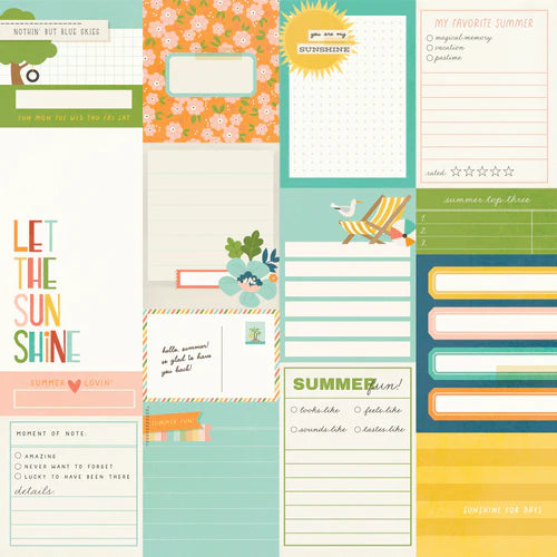 Simple Stories - Summer Snapshots Collection - 12 x 12 Double-Sided Paper - Journal Elements