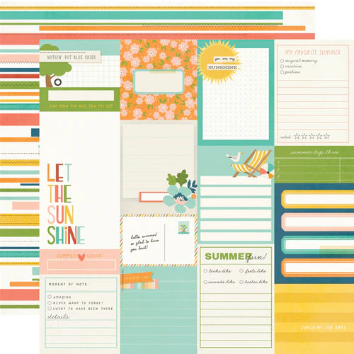 Simple Stories - Summer Snapshots Collection - 12 x 12 Double-Sided Paper - Journal Elements