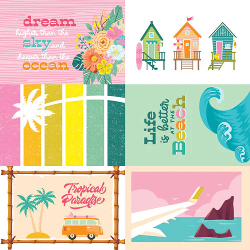 Simple Stories - Just Beachy Collection - 12 x 12 Double Sided Paper - 4 x 6 Elements
