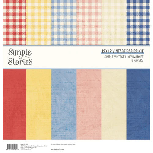 Simple Stories - Simple Vintage Linen Market Collection - 12 x 12 Double Sided Paper - Vintage Basics Kit