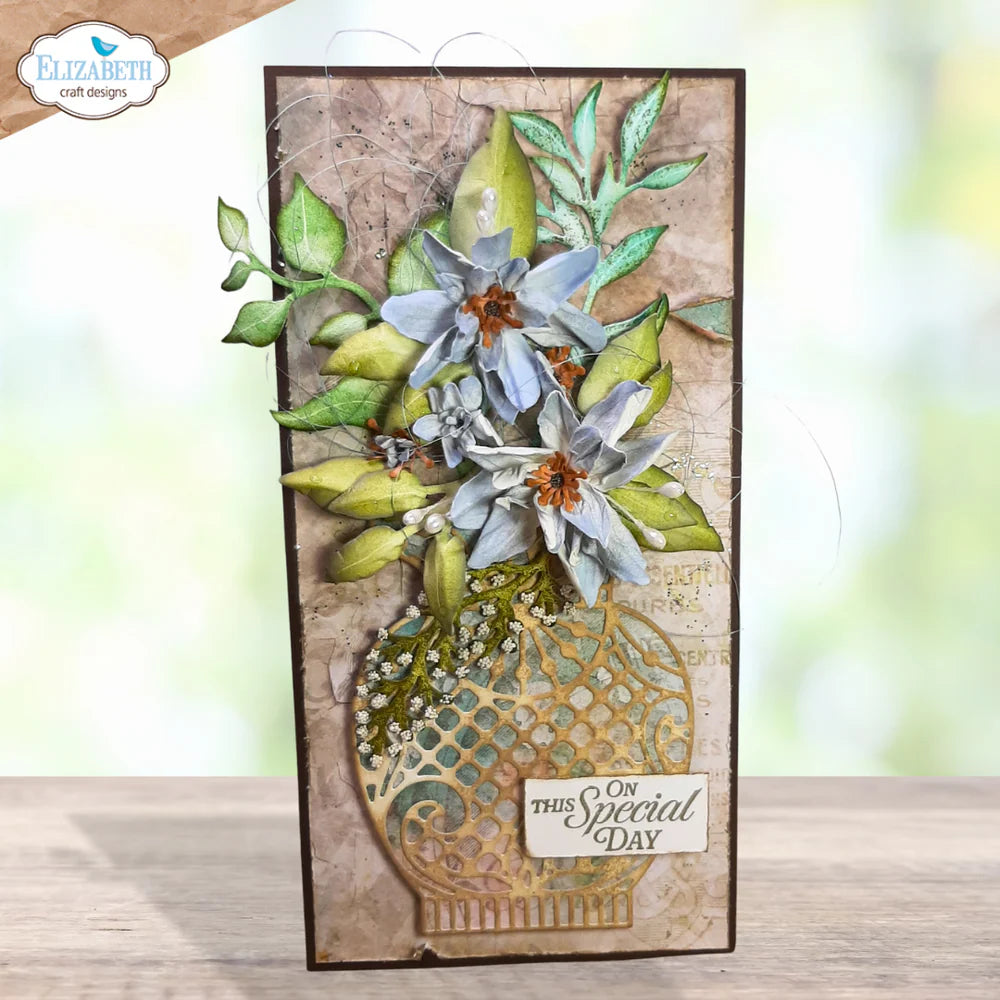 Elizabeth Craft Designs - Bohemian Rose Collection - Dies - Delicate Fancy Vase