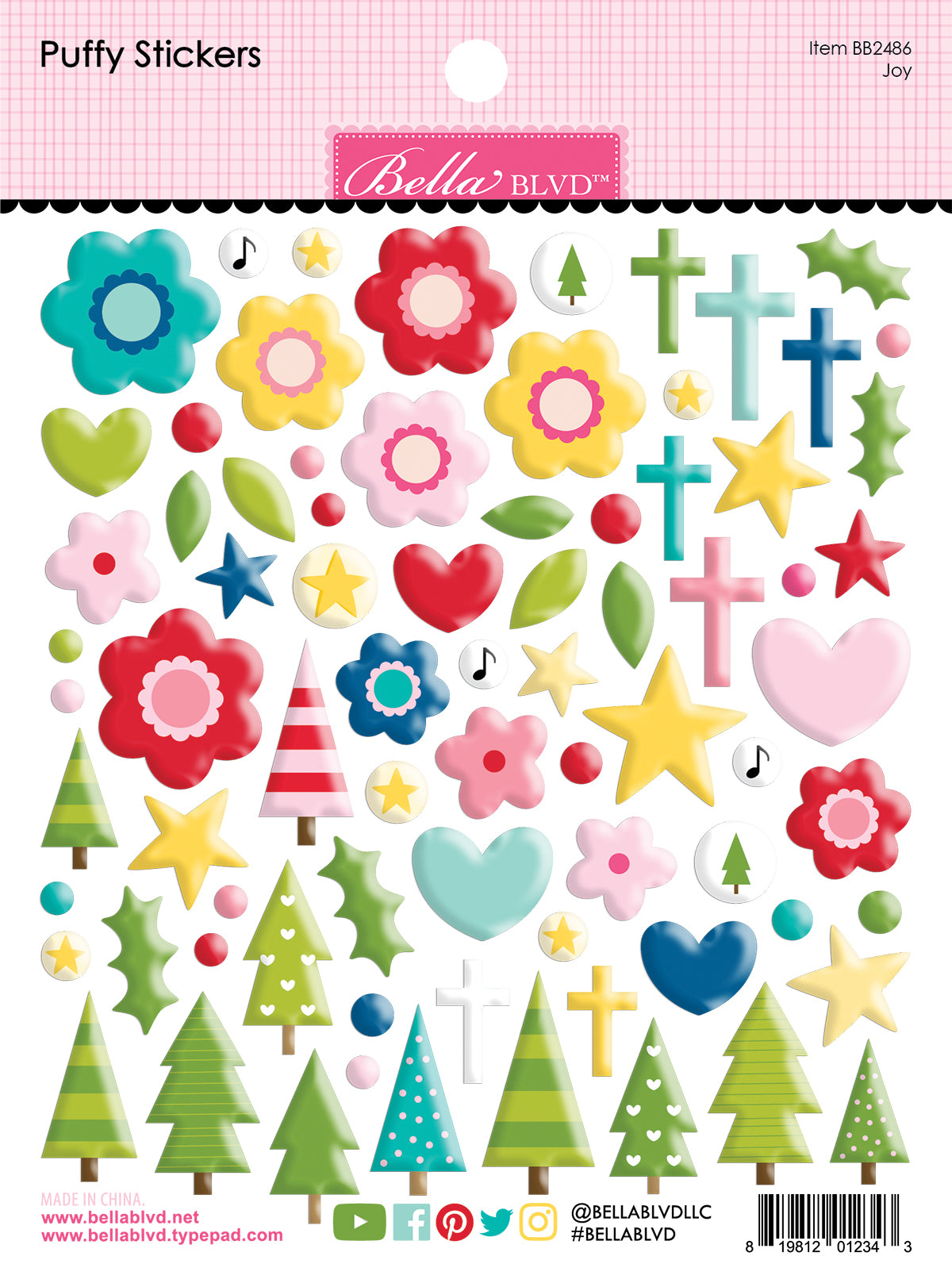 Bella Blvd - Let Us Adore Him Collection - Puffy Stickers - Joy