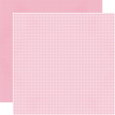 Simple Stories - Say Cheese Classic Pooh Baby Collection - 12 x 12 Double-Sided Cardstock - Bubblegum Gingham
