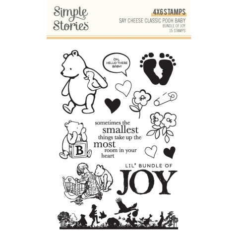 Simple Stories - Say Cheese Classic Pooh Baby Collection - Clear Photopolymer Stamps - Bundle Of Joy