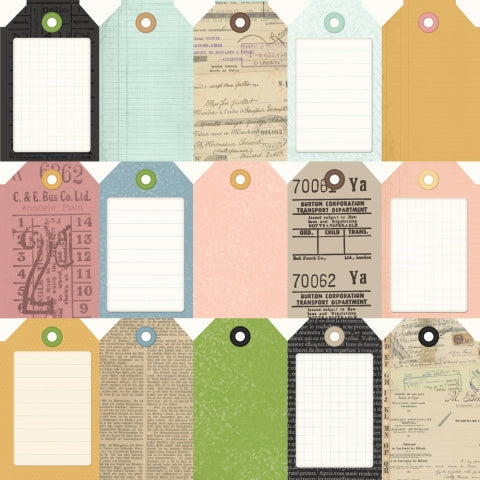 Simple Stories - Simple Vintage Junk Drawer Collection - 12 x 12 Double-Sided Designer Cardstock - Tag Elements