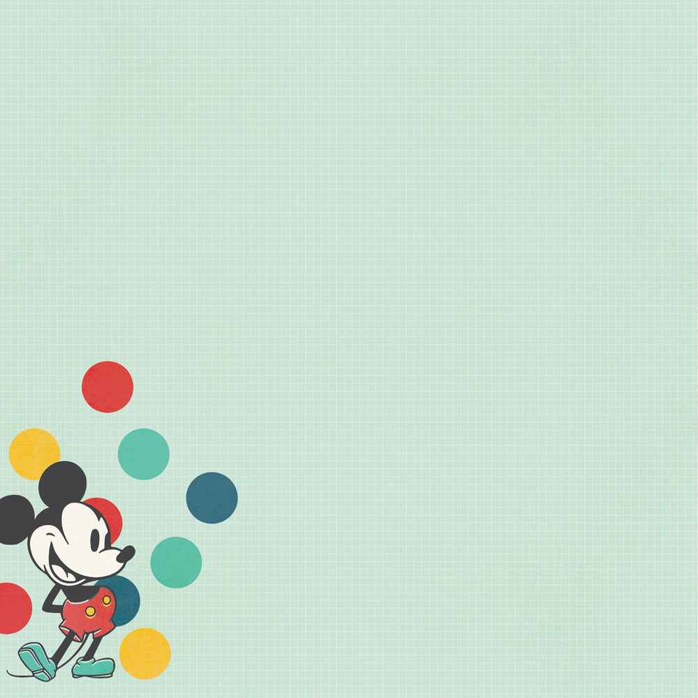 Cartoon character with colorful balloons on a light blue background