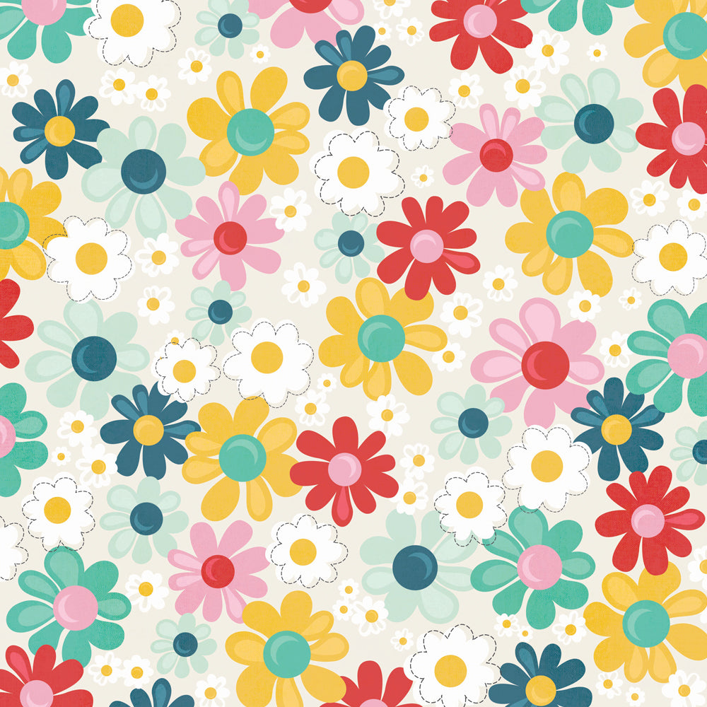 Colorful floral pattern on a white background