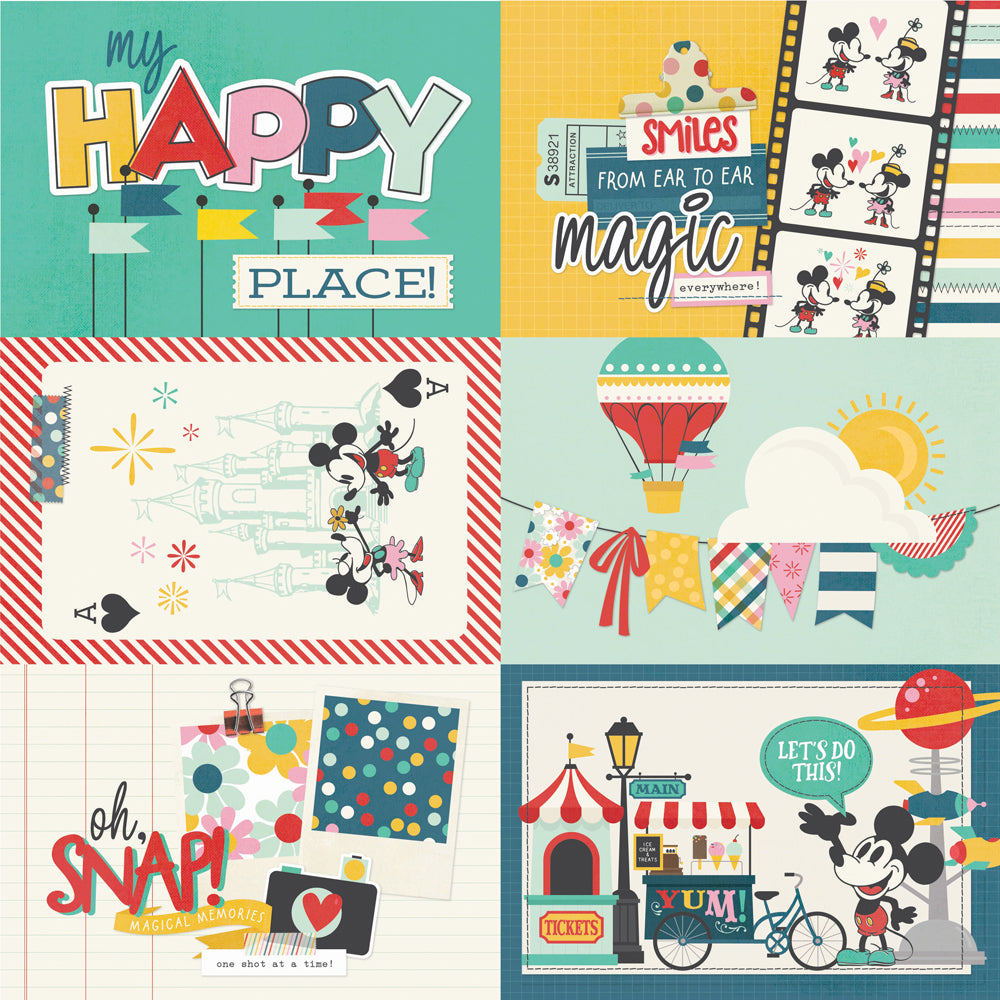 Colorful collage with cartoon characters and text on a grid background