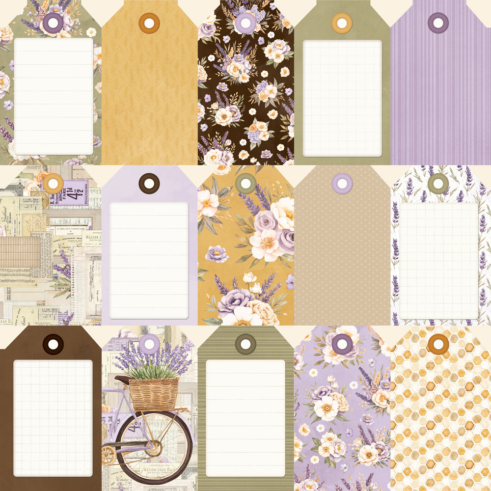 Simple Stories - Lavender Fields Collection - 12 x 12 Double Sided Paper - Tag Elements