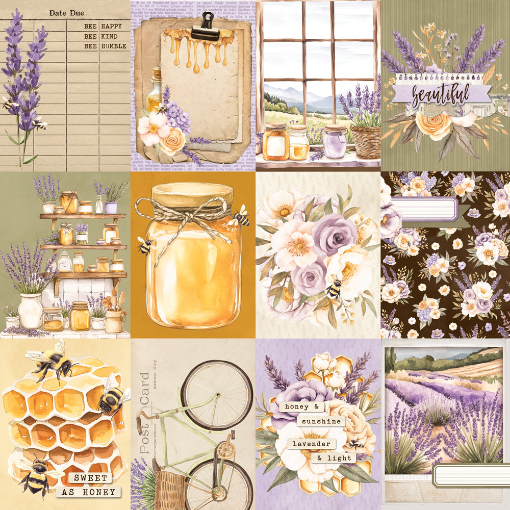 Simple Stories - Lavender Fields Collection - 12 x 12 Double Sided Paper - 3 x 4 Elements