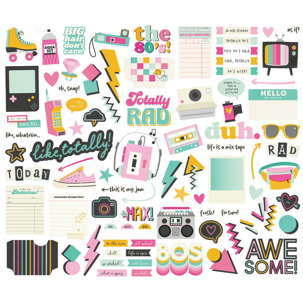 Simple Stories - Totally 80's Collection - Ephemera - Bits And Pieces