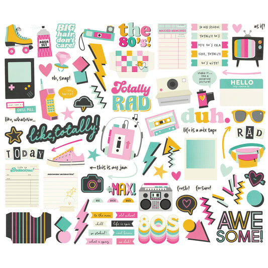 Simple Stories - Totally 80's Collection - Ephemera - Bits And Pieces