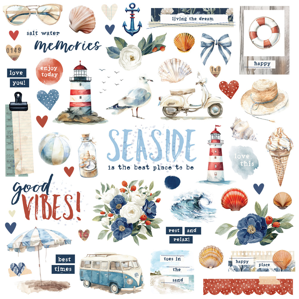 Simple Stories -Sand And Sea Collection - Chipboard Pieces