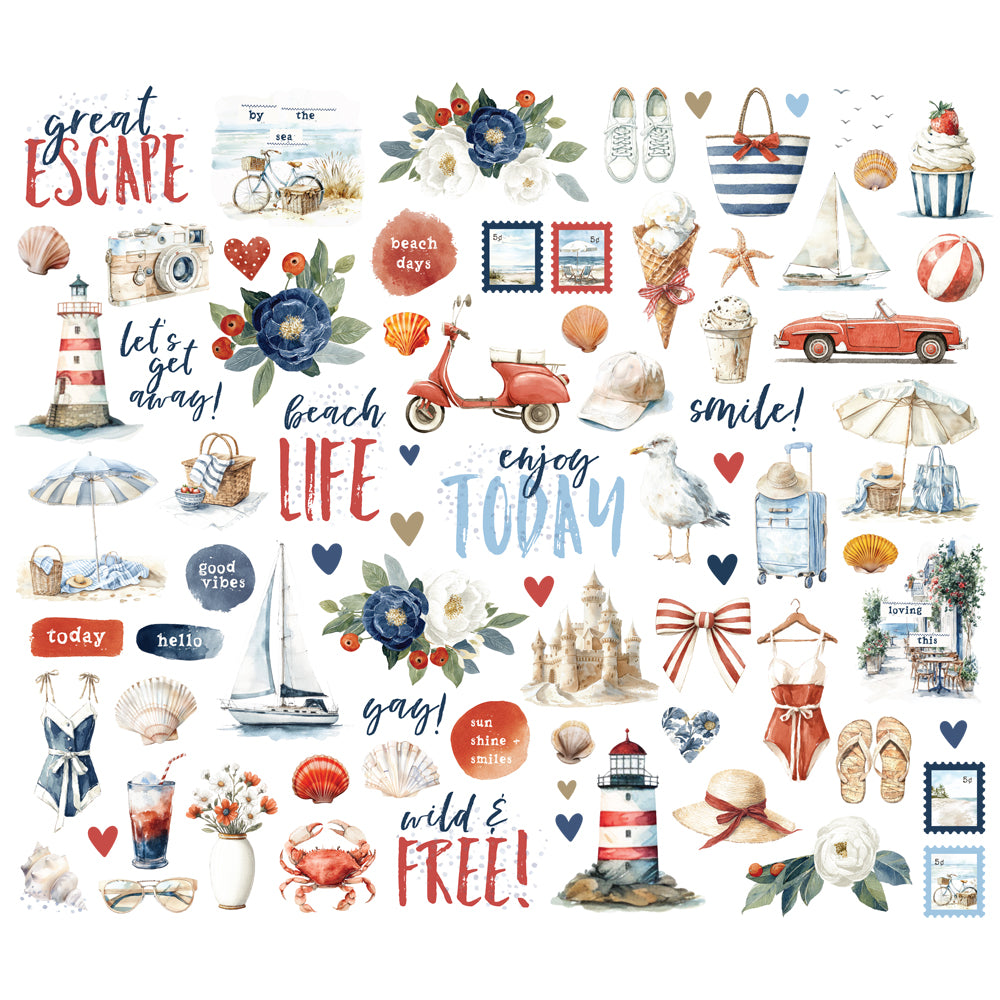 Simple Stories - Simple Vintage Sand And Sea Collection - Ephemera - Bits And Pieces
