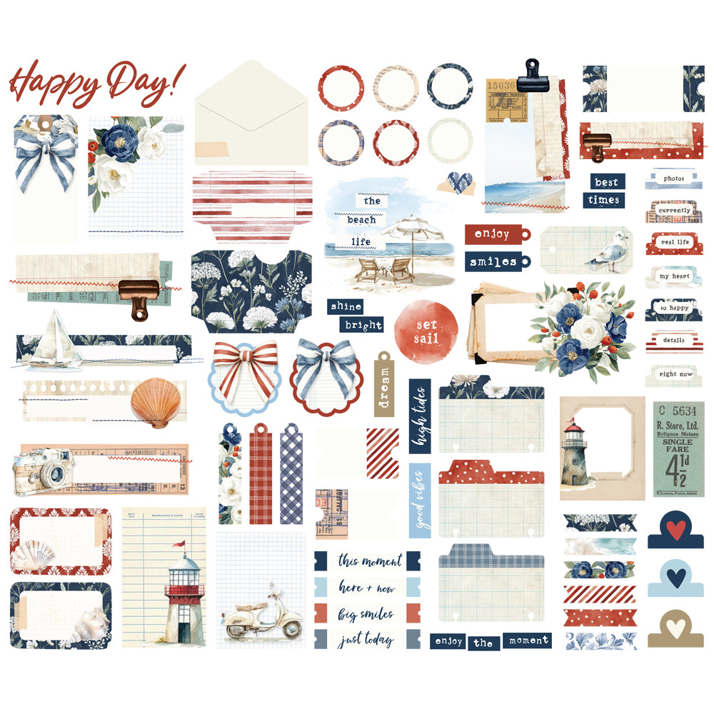 Simple Stories - Simple Vintage Sand And Sea Collection - Ephemera - Journal Bits And Pieces