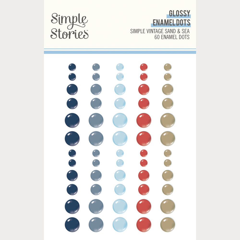 Simple Stories - Simple Vintage Sand And Sea Collection - Glossy Enamel Dots
