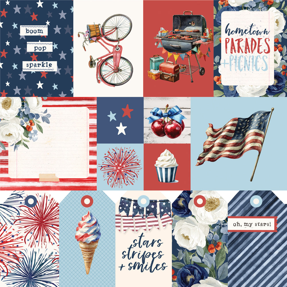 Simple Stories - Simple Vintage Land Of The Free Collection - 12 x 12 Double Sided Paper - Elements 1