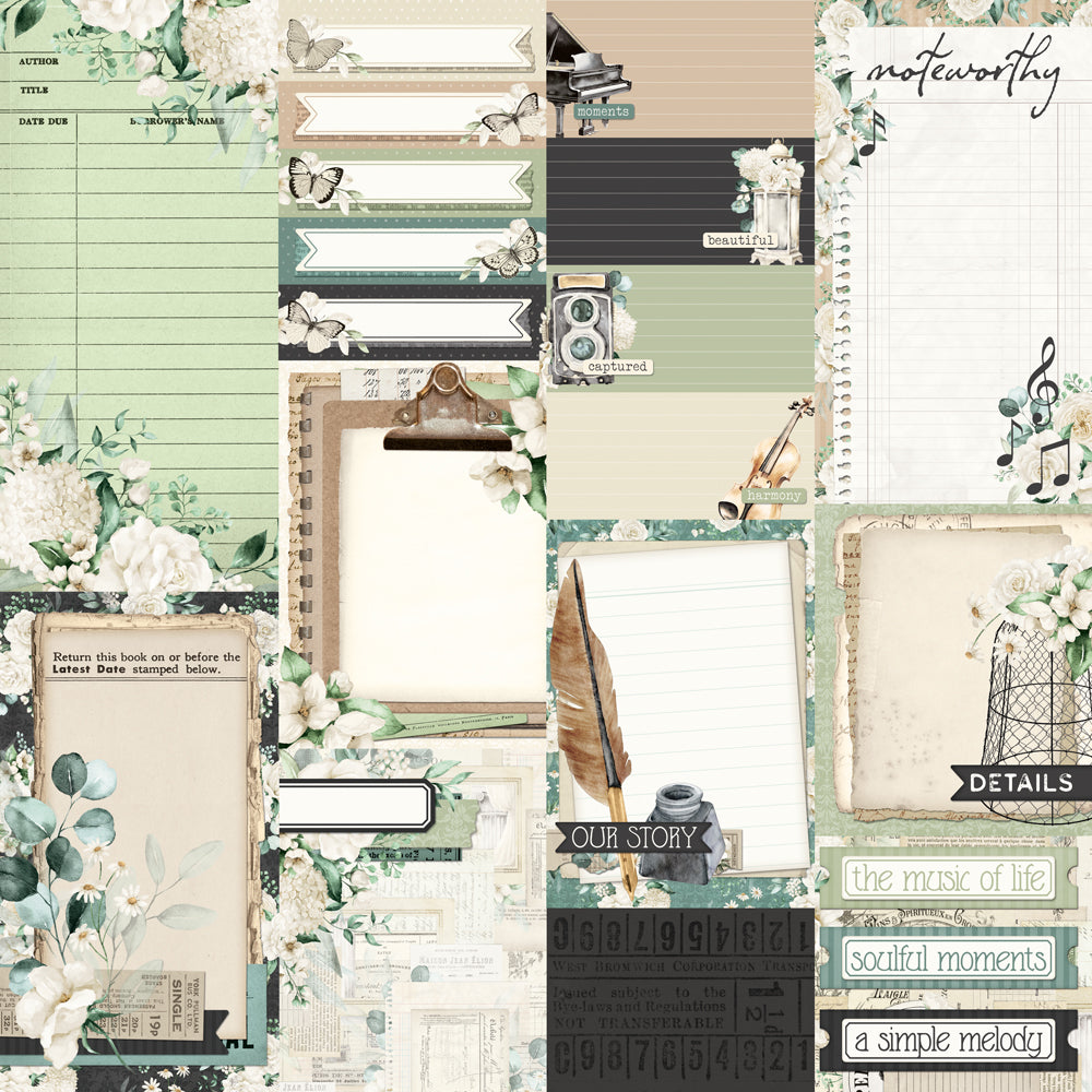 Simple Stories - Simple Vintage Timeless Harmony Collection - 12 x 12 Double Sided Paper - Journal Elements