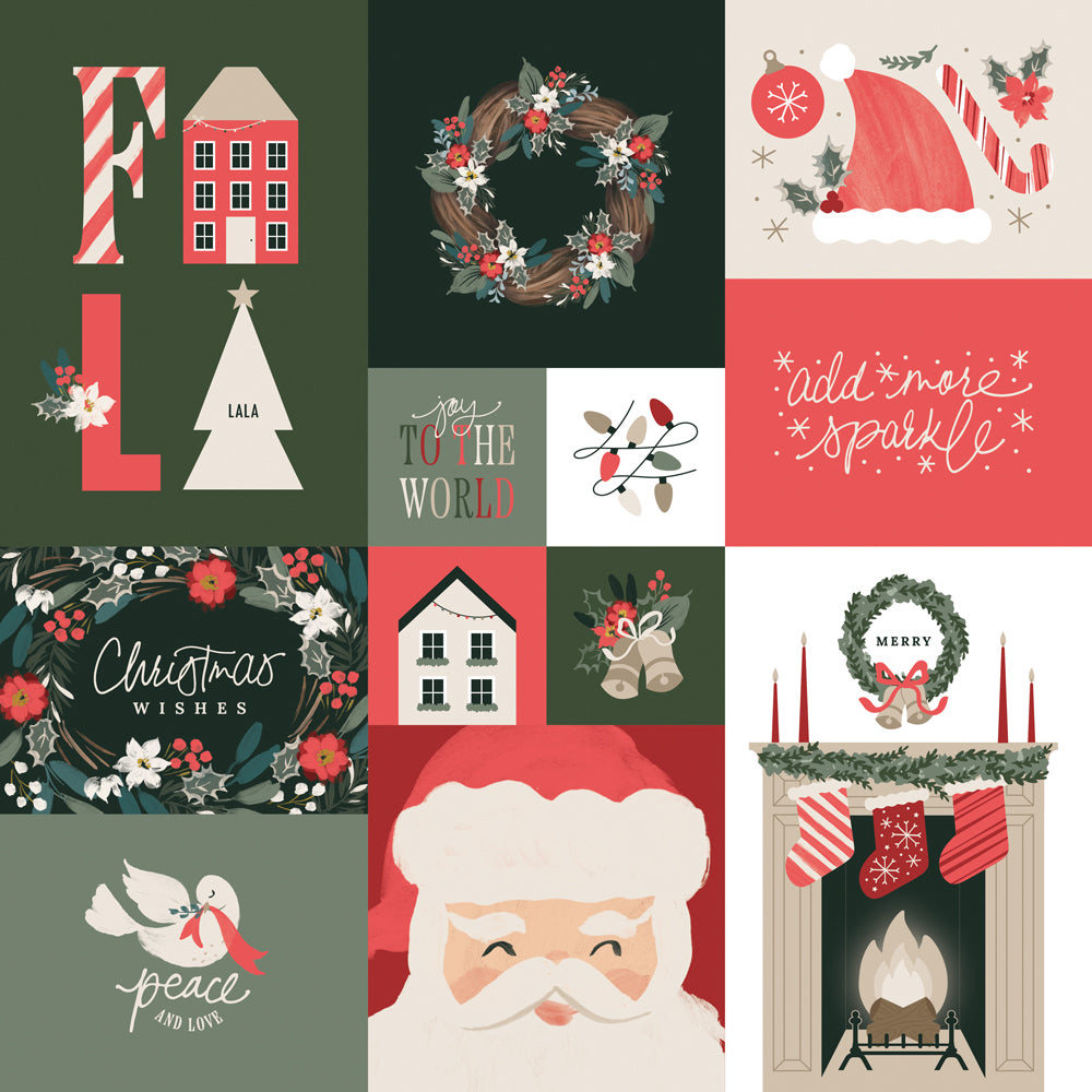 Simple Stories - Mistletoe & Holly Collection - 12 x 12 Double Sided Paper - Combo Elements