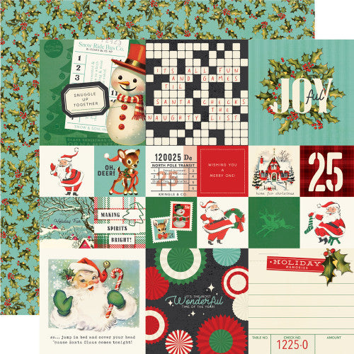 Simple Stories - Simple Vintage Holly Jolly Collection - 12 x 12 Double Sided Paper - 2x2/4x4