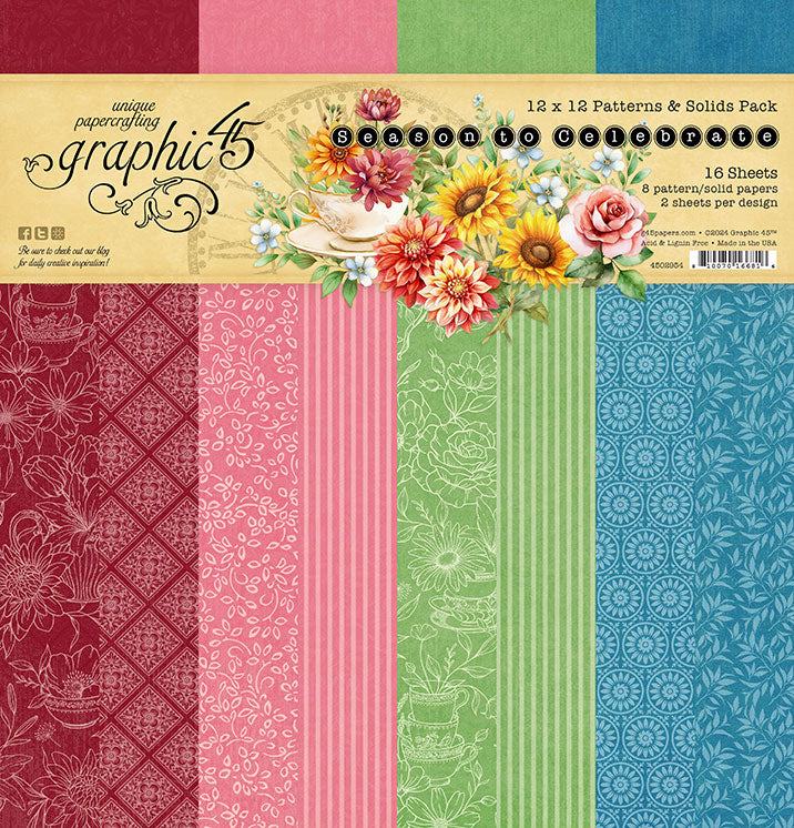 Graphic 45 - Season To Celebrate - 12 x 12 Patterns and Solids Pack