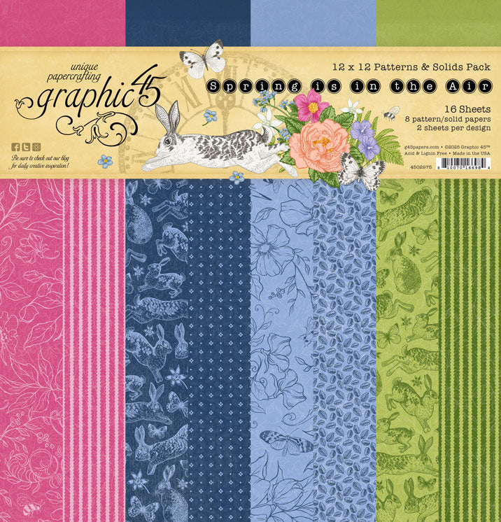 Graphic 45 - Spring Is In The Air Collection - 12 x 12 Patterns And Solids Paper Pack