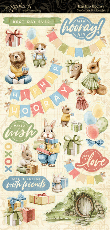 Graphic 45 - Hip Hip Hooray Collection - Cardstock Stickers
