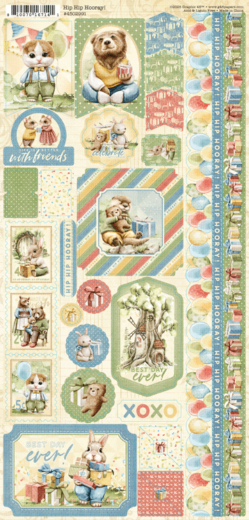 Graphic 45 - Hip Hip Hooray Collection - Cardstock Stickers