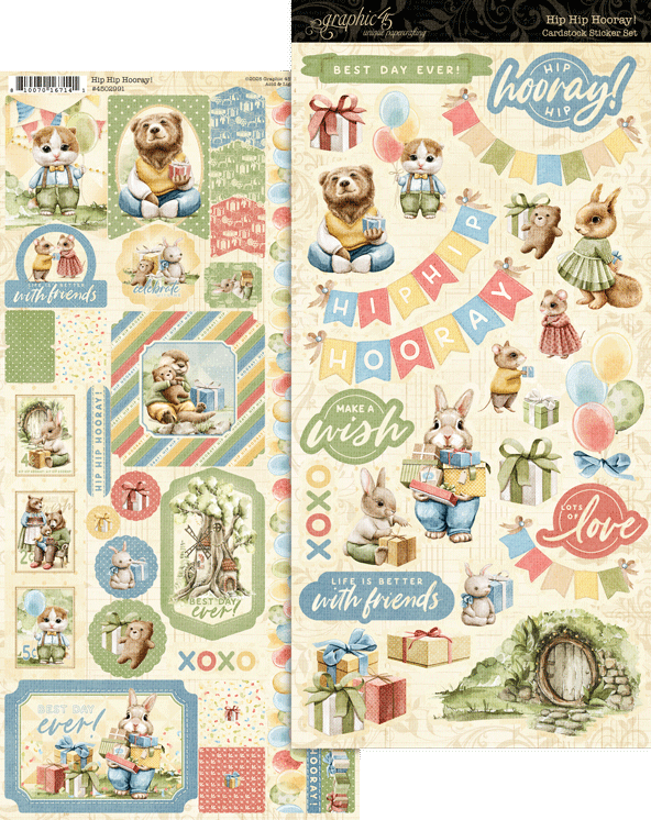 Graphic 45 - Hip Hip Hooray Collection - Cardstock Stickers