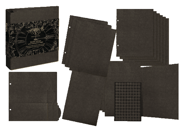 Graphic 45 - Binder Album With Interactive Pages - Black