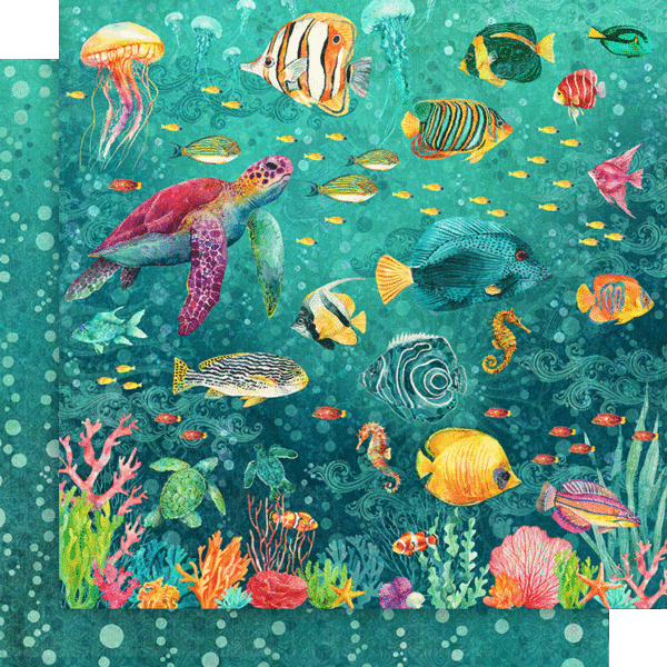 Graphic 45 - Seas The Day Collection - 12 x 12 Double-Sided Cardstock -Dive Into Happiness