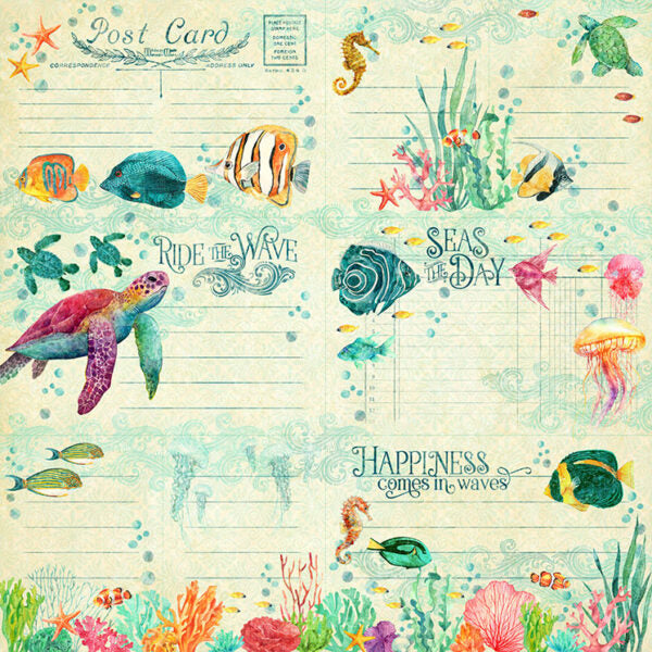 Graphic 45 - Seas The Day Collection - 12 x 12 Double-Sided Cardstock -Go With The Flow