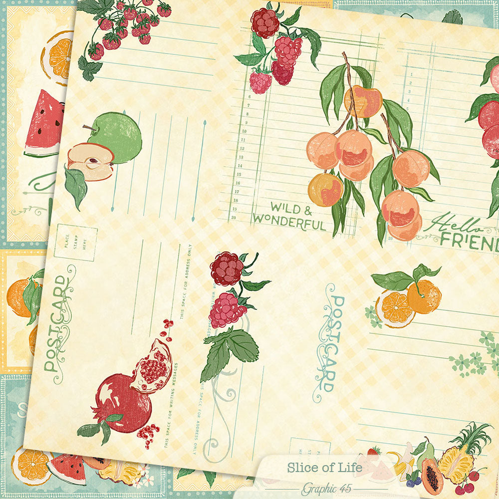 Graphic 45 - Slice Of Life Collection - 12 x 12 Double Sided Paper - Journaling Cut Apart