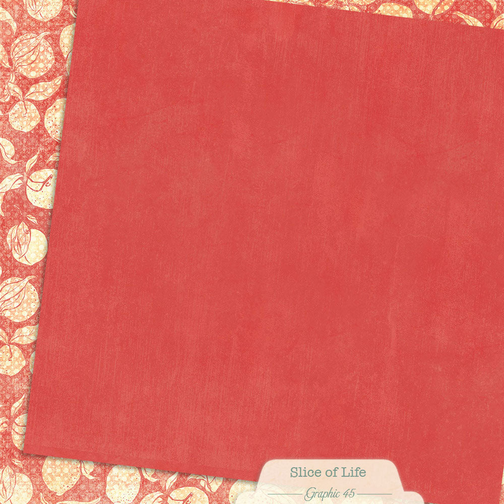 Graphic 45 - Slice Of Life Collection - 12 x 12 Double Sided Paper - Pomegranate Red Patterns And Solids