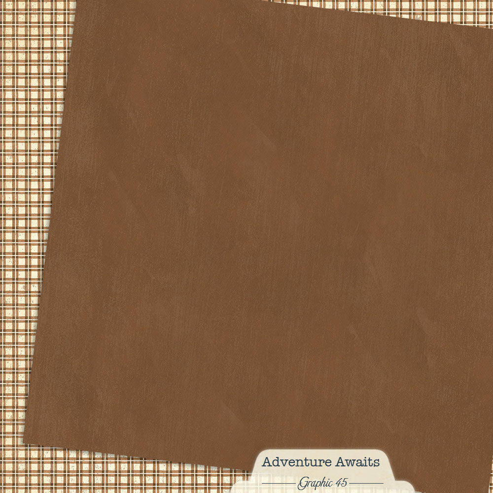 Graphic 45 - Adventure Awaits Collection - 12 x 12 Double-Sided Paper -Woodland Brown Patterns And Solids