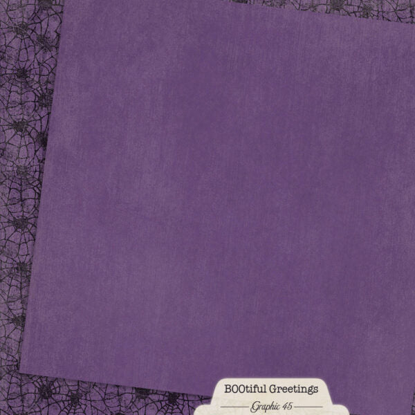 Graphic 45 - BOOtiful Greetings Collection - 12 x 12 Double Sided Paper - Patterns and Solids - Potion Purple